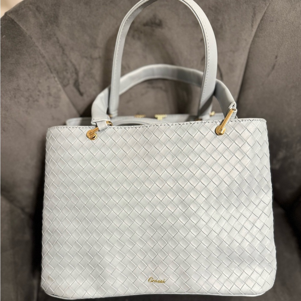 BRAND NEW- Crossi Powder Blue Woven Tote Bag